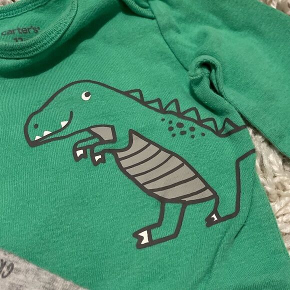 Carters 3 piece Dinosaur Long Sleeve Short Sleeve Onesie Set 12 months - Picture 4 of 6
